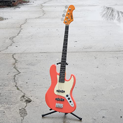 JB Electric Bass Guitar - Coral, Basswood Body, Maple Neck & Rosewood Fingerboard