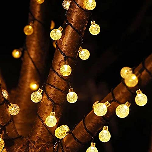 Weihnachtslichter, Girlande, Kugeln, Weihnachtsdekoration für Zuhause, solarbetrieben, LED-Lichterkette, Gartendekoration, Neujahrsdekoration (Farbe: rotes Glas, Größe: 12 m, 100 LED)
