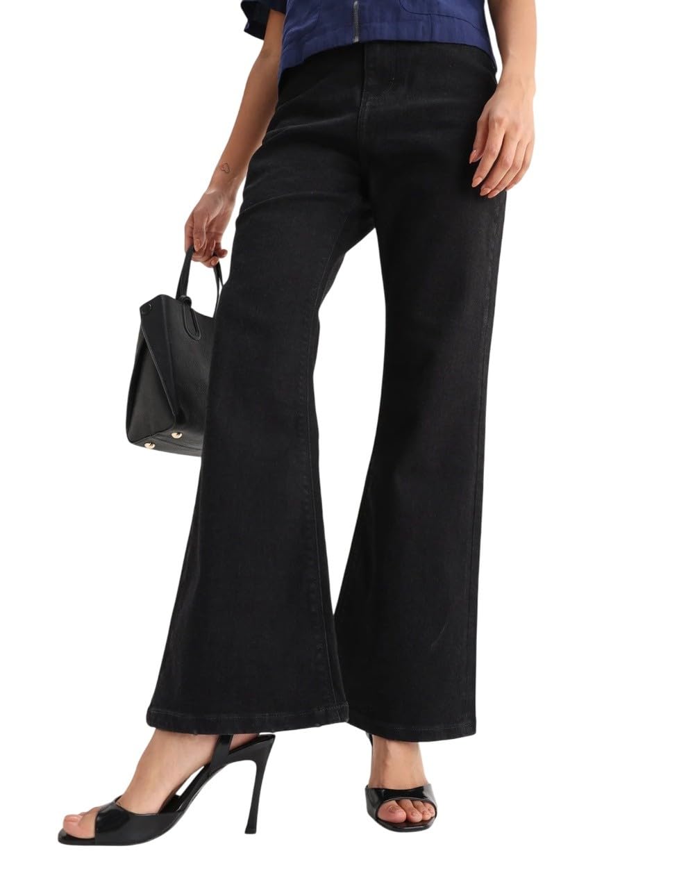 Flared Plain Jeans-image-25