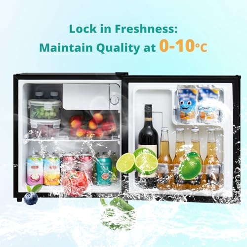 SMETA Petit Frigo 46L, Mini Frigo Silencieux 220V, Mini Réfrigérateur avec Thermostat Réglable, Porte Réversible, pour Chambre, Bureau, Blanc - 8
