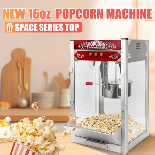 Image of 16OZ Popcorn Machine 丨 Stainless Steel Kettle Popcorn Maker Machine for Home, Theater, Parties丨Grade Electric Popper, Red