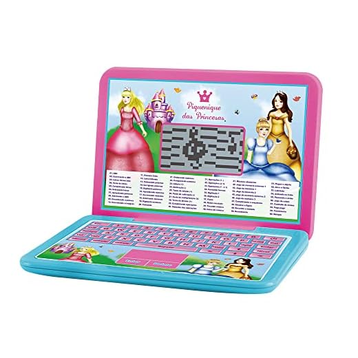 Laptop Infantil Bilingue 60 Atividades Princesas, DM Toys