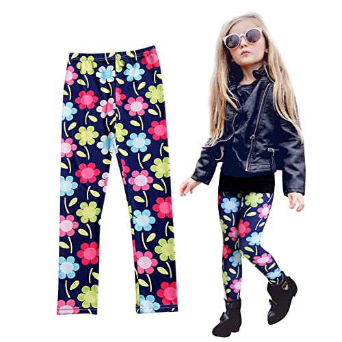 Spring Girls Printed Leggings Kids Elastic Waist Pull on Pants Stretchy Tights Ankle Length Legging Pants2