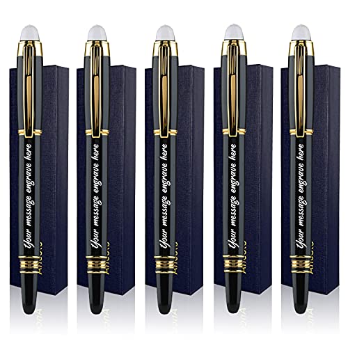 Personalized Roller Ball Pens - Luxury Smooth Writing Set with Crystal Tip Medium Point Black ink-Custom with Your Name or Message, Perfect for Students/Teacher/Manager/Lawyer/Professor 5PCS/Pack