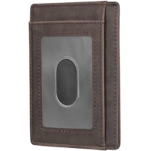 Travelambo Front Pocket Minimalist Leather Slim Wallet Rfid Blocking Medium Size(02 Ch Coffee #TOP2