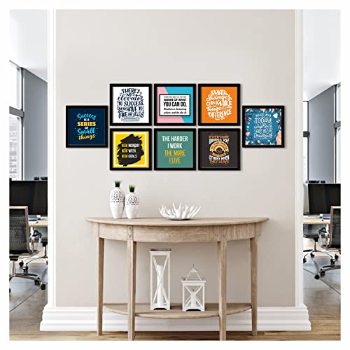 Image of PAPER PLANE DESIGN Motivational Quotes Wall Framed Poster, Office Decor, Inpirational Frame with Quotes.Set of 8 (10 x 10 Inch) (MDF POSTERS)