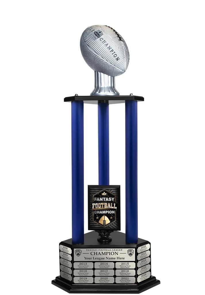 TrophySmack 19-Year Perpetual Fantasy Football Trophy, Custom Engraved