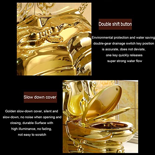 Golden Toilet, Inodoro Europeo de Lujo para Hotel con Desodorante de Bombeo, Diseño Creativo y Personalidad, Cerámica, 300mm miniatura 6