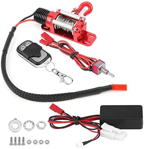 Estink RC Winch, 1/10 Electric Metal Winch Model Vehicle Crawler Car Accessory with Remote Controller, Load 3kg