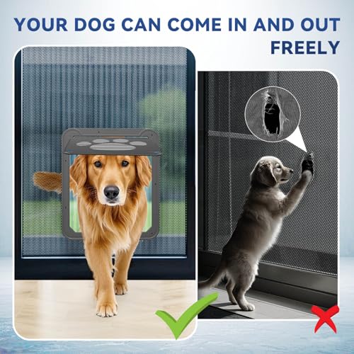 PETLESO Hundeklappe für Fliegengittertür Hundetür Fliegengitter Freiheit für Haustiere EIN- oder Aussteigen Haustierklappe Fliegengitter Katzenklappe für Hunde/Katzen
