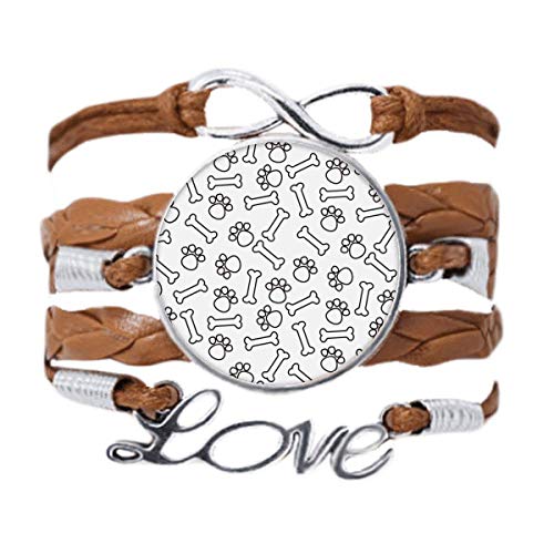 Bracelet os d'empreintes en cuir noir pour célébrer l'amour de votre chien