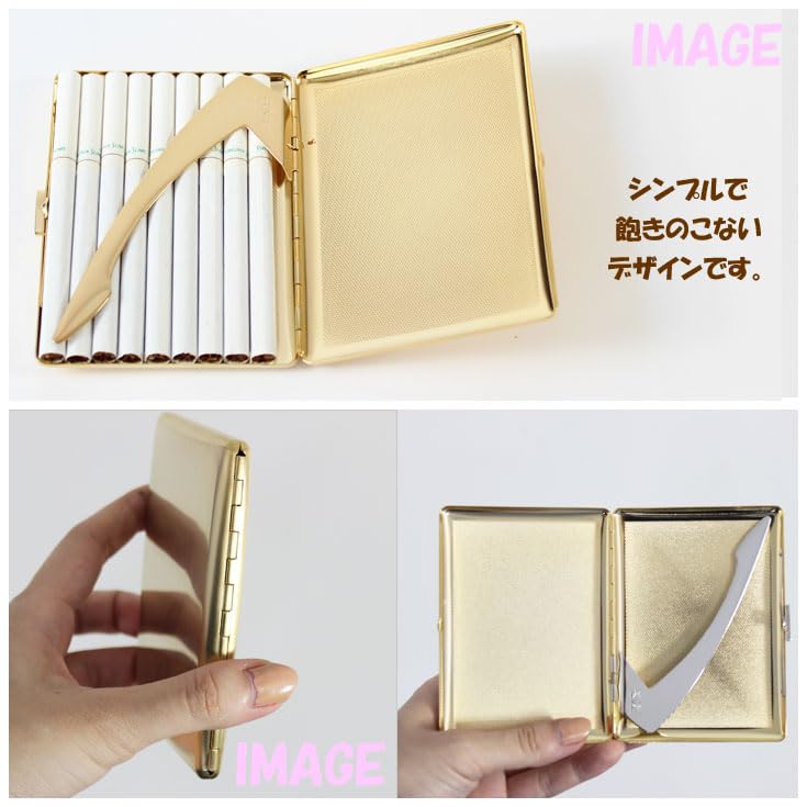 1-04126-41, Cosmos 9(100mm), Satin Gold, Cigarette Case, Case, Size: Height 4inch (10.3cm), Width 3inch(7.8cm), Depth 0.4inch(1.2cm)