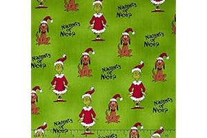 Colorful Grinch and Max on Green Fabric, Perfect for the Holidays!