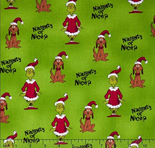 Tongtai Grinch And Max On Green Fabric By The Yard From The Grinch'S Wonderland For How The Grinch Stole Christmas 6 By Dr Seuss