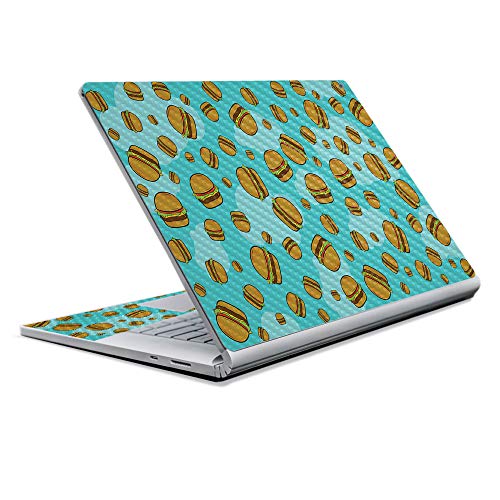 Image of MightySkins Carbon Fiber Skin for Microsoft Surface Book 2 13 inch (2017) - Burger Heaven,Protective, Durable Textured Carbon Fiber Finish,Easy to Apply, Remove, and Change Styles,