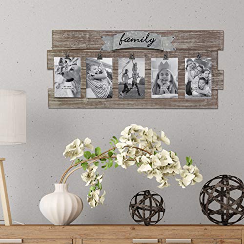 Stonebriar-Rustic-Wood-Collage-Picture-Frame-with-Clips-and-Metal-Detail-Brown-26-x-11 Stonebriar Rustic Wood Collage Picture Frame with Clips and Metal Detail Brown 26 x 11
