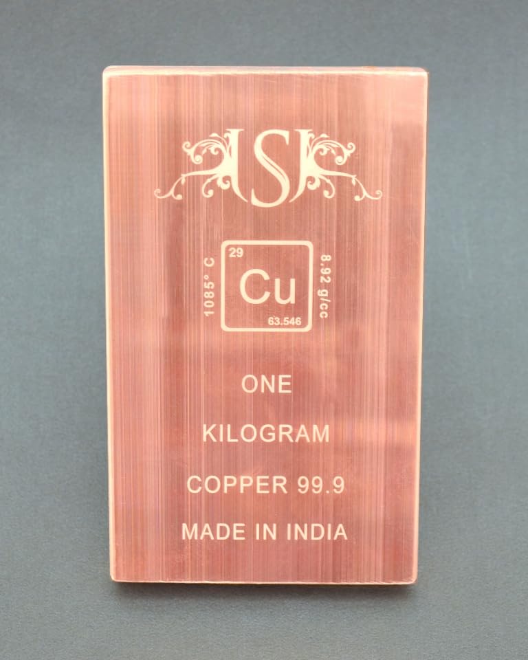 Image of BAYBRE 1kg Copper Bar 999.9 Pure - 1 Kilo .999 Fine Copper Bullion Bar for Investment | 99.99% Ingot (999 Fine) for Industrial, Vastu & Investment Use