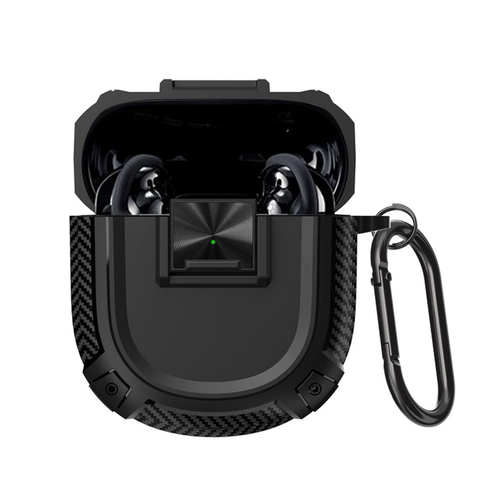 Etui dla Bose QuietComfort Earbuds II, [Shockproof] Wytrzymały TPU Ochronne Etui z Karabinkiem, Pełna Ochrona Ciała, kompatybilny z Bose QuietComfort Earbuds II-Czarny