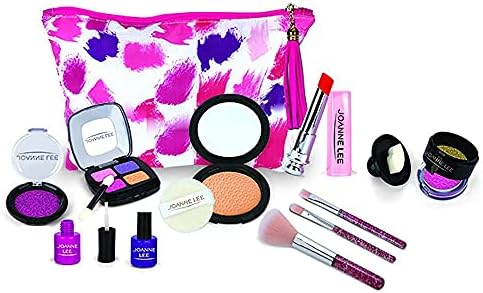 koolbitz Girls Play Makeup Set for Girls, 14 Pieces Washable Cosmetics Set, Children Play Make Up Non-Toxic Little Kids Makeup Toy With Cosmetic Bag, Kids Pretend Makeup Kit