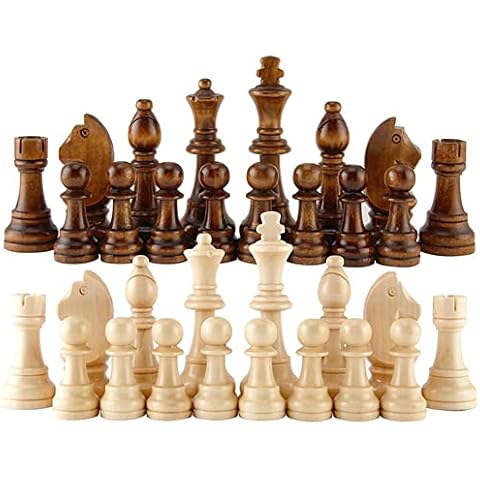 32PCS Wooden International Chess Pieces with No Board, Portable International Chess Pieces Tournament Staunton Chess Pieces Entertainment Board Game Set Cover