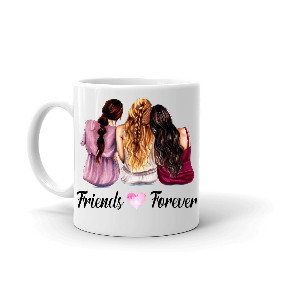 URBAN PENDU - Friends Forever - Ceramic Coffee Mug (White) 330ML, Gift for Three Best Friends