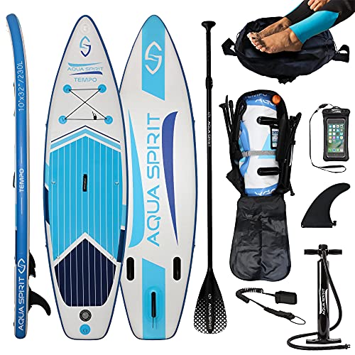 AQUA SPIRIT 300x80x12.5cm ISUP Tabla Hinchable de Paddle Surf Sup con Paleta Ajustable de Aluminio, Peso Máximo de Carga: 115KG