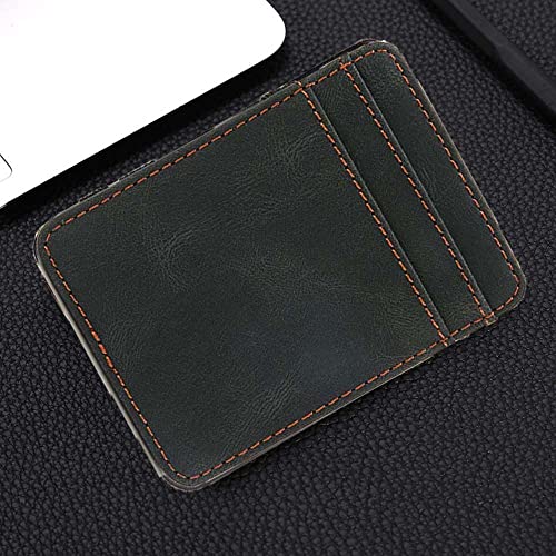 Vintage Mini Men's PU Leather Magic Wallet Mini Coin Purse Money clips Cash Clip Magic Wallet Transparent ID Bag(black)4