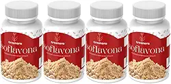 Isoflavona 60 Cápsulas – Suplemento Natural para Equilíbrio Hormonal Feminino, Alívio dos Sintomas da Menopausa e TPM, Rico em Isoflavonas da Soja, Vegano e Sem Glúten (Kit 4)