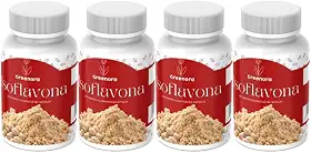 Isoflavona 60 Cápsulas – Suplemento Natural para Equilíbrio Hormonal Feminino, Alívio dos Sintomas da Menopausa e TPM, Rico em Isoflavonas da Soja, Vegano e Sem Glúten (Kit 4)