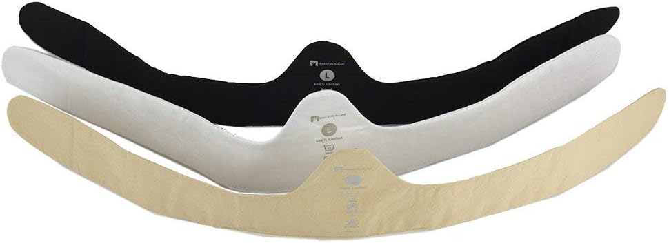 100% Cotton Bra Liner (3-Pack, Black/White/Beige, Large)