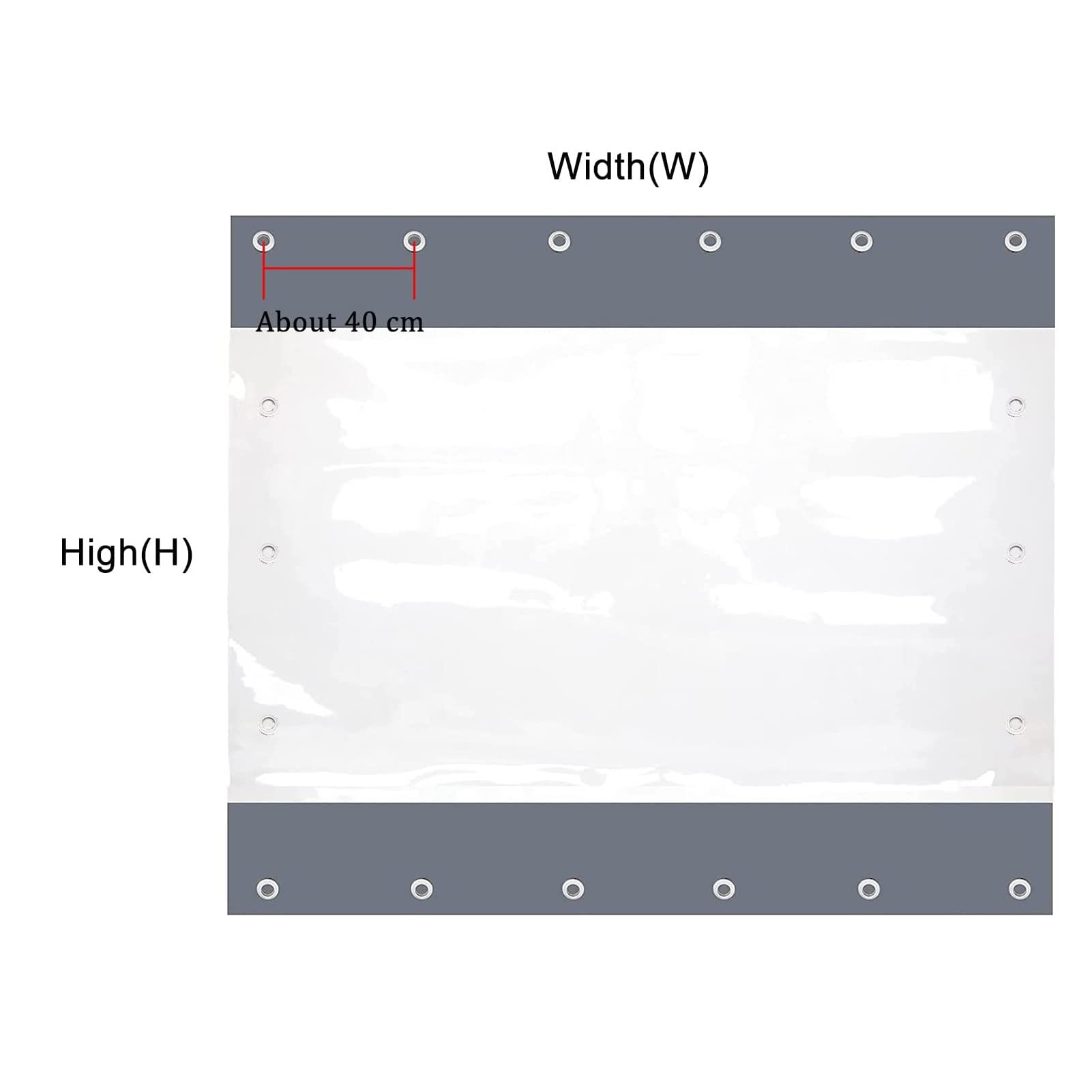 Wasserdichte transparente PVC-Plane, Seitenteile mit Ösen, klare Outdoor-Planen-Vorhänge für Veranda, Pergola, Terrasse, Pavillon, schützende Gartenabtrennung (350 x 230 cm)
