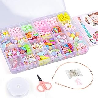 LITTLEFUN Birthday Gift for 4 5 6 7 Year Old Girls, Bracelet Jewellery Making Kits for Kids Boys Necklace Bracelet Crafts Toy for 4-6 Year Old Girl Child Birthday Gift for 5-7 Year Old Girls