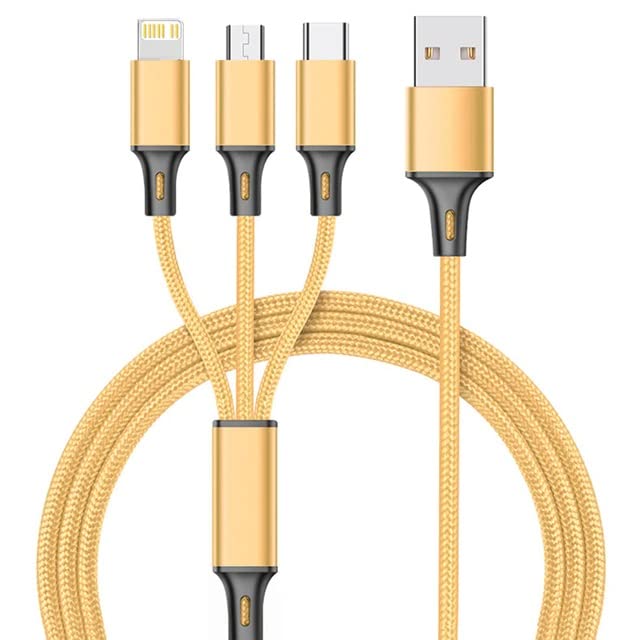WAVENEX Multi Port USB Data Cable 3 in 1 Fast Charging 3.1-A Nylon Braided Cable,1.25 meter with Type-C, Micro USB Port and Lightning Port Connectors for Speaker, Smartphone (Gold) (B0BJLBZGQK) Amazon Price History, Amazon Price Tracker