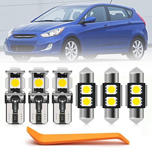 7pcs Interior LED Lights Bulb Kit for Hyundai Accent 2012 2013 2014 2015 2016 2017 Map Dome Trunk License Plate Lights Super Bright 6000K White LED Interior Light Bulbs + Install Tool