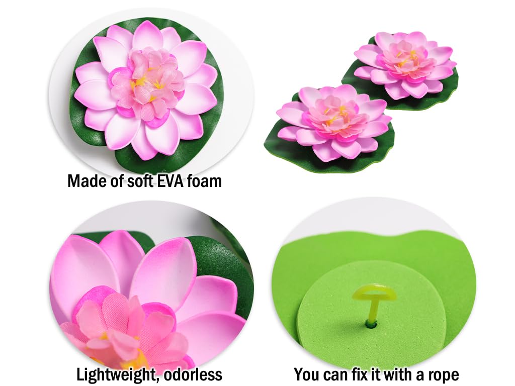 12 pz Fiori Galleggianti per Laghetti,Fiori di Loto Galleggianti 10 cm,Fiori Galleggianti per Piscina,Fiori di Loto Finti Ninfee,per Giardino Decorazione Acquario Terrazza Giardino Piscina