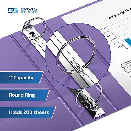 Image of Easyview 3-Ring Binder, Clear-View Cover, 1 inch Round Rings, Purple, 6 Pack