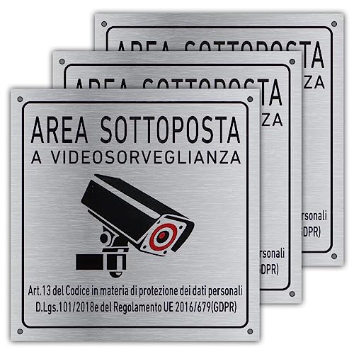 🚩Alluminio premium🚩: Realizzati in alluminio di qualità professionale, i nostri cartelli area videosorvegliata per esterno Stampato su macchine all'avanguardia per una maggiore durata.