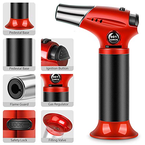 Kitchen Cooking Blow Torch,Culinary Butane Torch Lighter with Safety Lock Adjustable Flame Refillable Blowtorch for Creme/Brulee/Baking/BBQ/DIY Soldering By Sunrich (Butane Gas Not Included)
