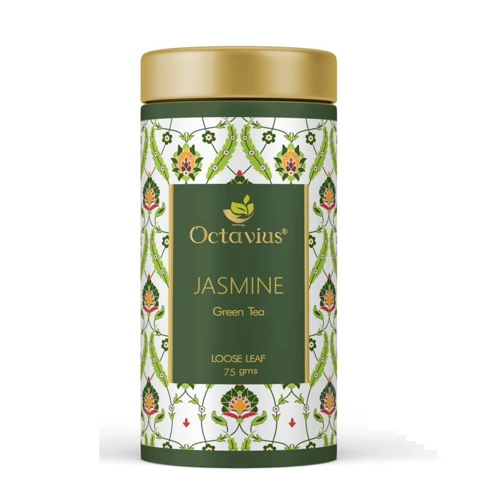 Jasmine Green Tea Tin Can |Supports Weight Loss | Detox Tea | Antioxidant Rich | Highly recommended by dieticians | Pleasant Aroma and Tonic Effect | 75 Gms (40 Cups)