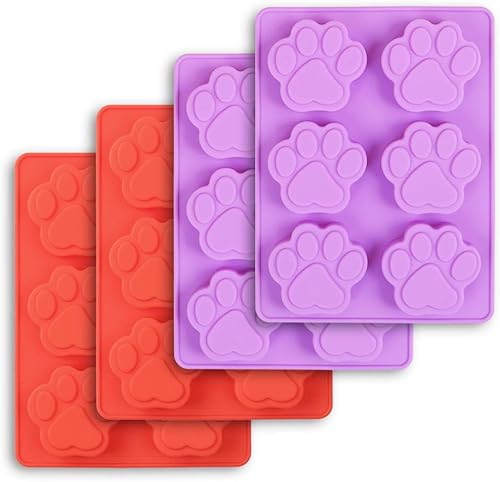 Moldes de silicona para patas de perro, grado alimenticio, para chocolate, dulces, pudín, gelatina, golosinas para perros. 4 unidades