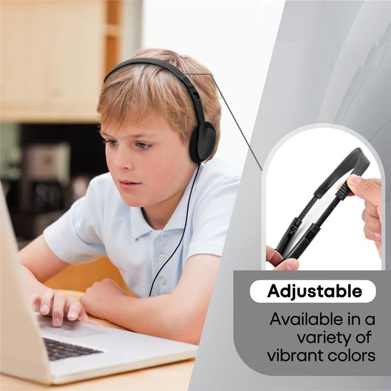 20 Pack Kabelgebundene Kopfhörer für Klassenzimmer, On-Ear Kopfhörer, Klarer Klang, Stereo Headset 3,5 mm Audio-Headset für Klassenquizze, Teenager, Bibliotheken, Computerlabore