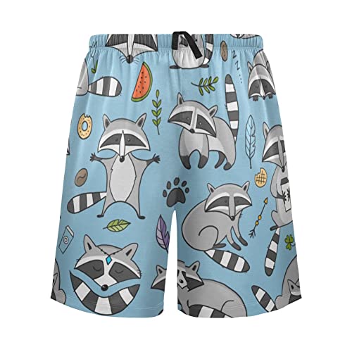 Racoons Family Pattern Men's Pajama Pants Shorts Sleepwear Lounge Pajama Bottoms