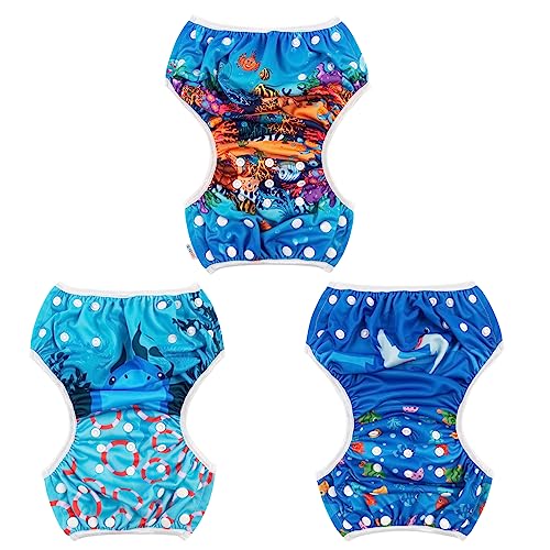 Image of ALVABABY Swim Diapers 3pcs Baby & Toddler Snap One Size Reusable Adjustable Baby Boy 3SWY35