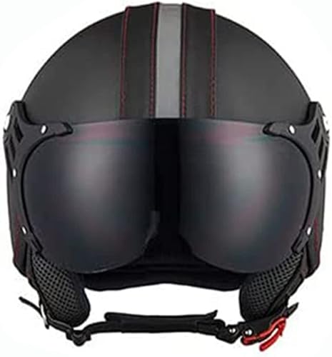 EMUR Casco de motocicleta eléctrica de estilo retro para adultos casco de cara abierta casco de ciclomotor vintage alemán para scooter Cruiser