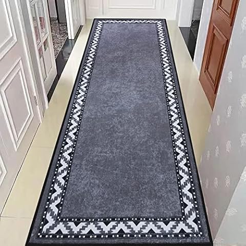 Carpet Runner Rugs for Hallway 66x180 cm long Hallway Runner Kitchen Rugs Non Slip Washable Low Pile Hall Runner for Bedroom Kitchen Hallway Entrance Laundry, Grey Runner Rug Cover