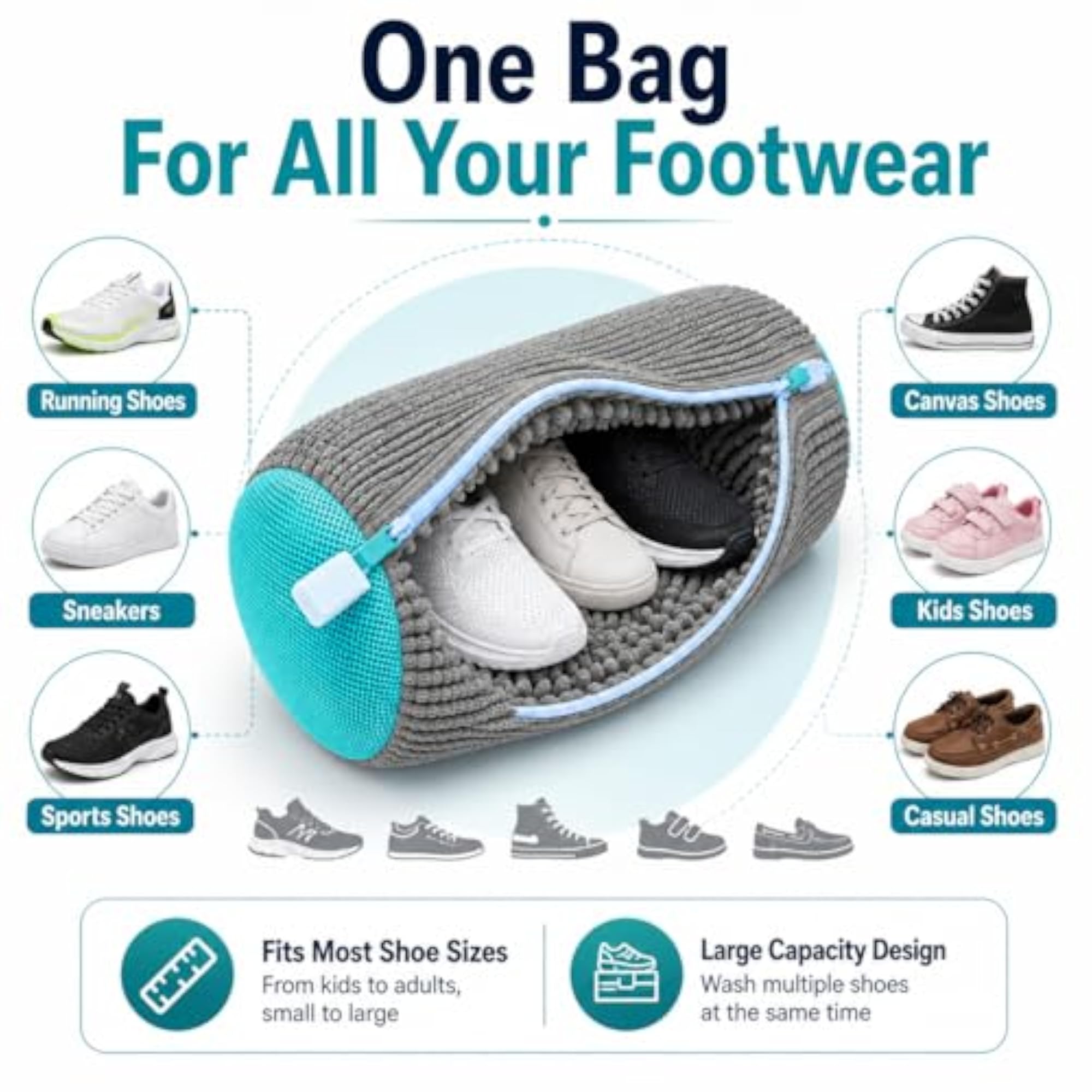Shoe Washing Machine Bag, Chenille Microfiber Cleaning Bag