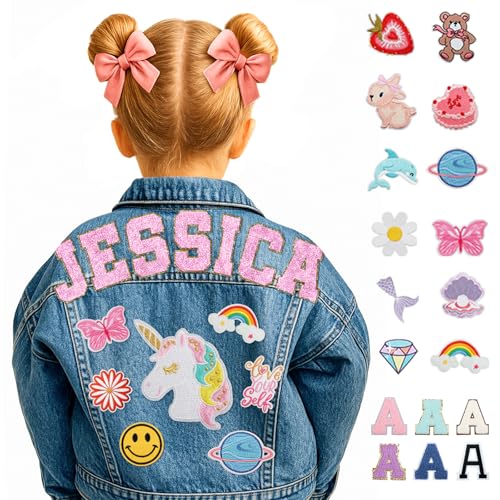 Gridachi Veste en jean personnalisée pour enfants de 1 à 12 ans avec noms personnalisés pour filles et garçons, vestes en jean à manches longues,...