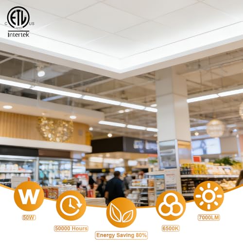 Image of Linkable LED Shop Lights 4FT - 6 Pack 50W Hanging 7000LM Bright Led Shop Light, 6500K Daylight White Linkable 4FT Led Shop Lights for Workshop Garage Lighting Factory Warehouse Shop (ETL Listed)