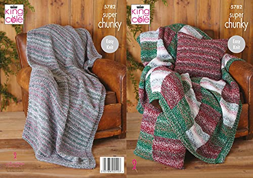 King Cole Super Chunky Knitting Pattern Easy Knit Blanket Bed Runner & Cushion (5782) - Cosy Home Interiors King Cole Super Chunky Knitting Pattern Easy Knit Blanket Bed Runner & Cushion (5782)