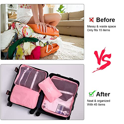 Image of OSDUE Travel Packing Cubes, 7pcs Multifunction Suitcase Organizer Set, Luggage Organiser Waterproof Suitcase Essential Bag, Packing Cubes for Suitcase Travel Accessories